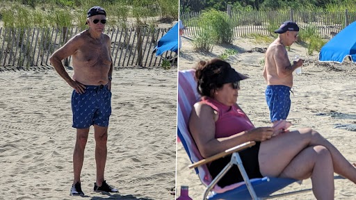 Shirtless Joe Biden on US Beach Photos: US President Chills Wearing Swimming Trunks and Backwards Baseball Cap on Delaware Beach, Pictures Go Viral