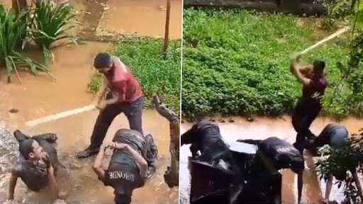 NCC Cadets Flogging Video: Junior Students Forced to Bend Down in Rainwater, Thrashed by 'Senior' at Bandodkar College in Thane, Accused Suspended After Disturbing Clip Goes Viral