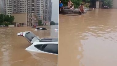 China Floods Videos: Floodwater Enters Supermarkets, Several Homes Flooded in Zhuozhou and Other Parts of Hebei Following Record Rainfall