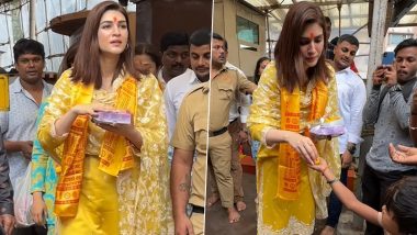 Kriti Sanon Visits Siddhivinayak Temple With Family After National Award Win (Watch Video)