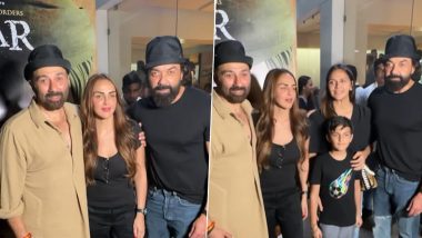 Gadar 2: Esha Deol Hosts Special Screening, Bobby Deol and Sunny Deol Grace The Event (Watch Video)