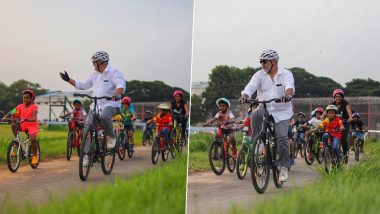 Ajith Kumar Shares Heartwarming Moments in a Playful Cycle Race with Kids (Watch Video)