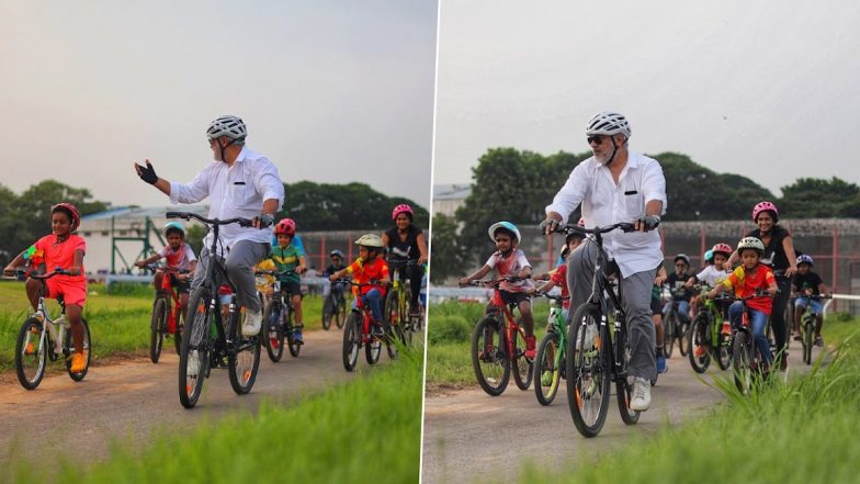 Ajith Kumar Shares Heartwarming Moments in a Playful Cycle Race with Kids (Watch Video)