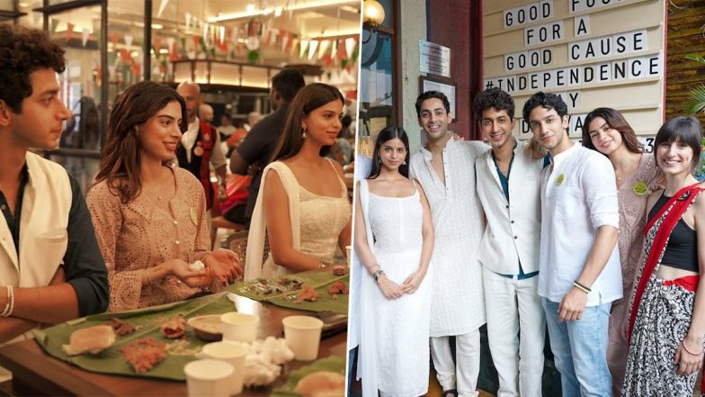 The Archies: Suhana Khan, Khushi Kapoor, and Others Volunteer to Serve Lunch at Mumbai Restaurant on Independence Day (Watch Video)