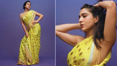 Sara Ali Khan Rocks Yellow Printed Saree Sans Blouse For Magazine Photoshoot (View Pics)