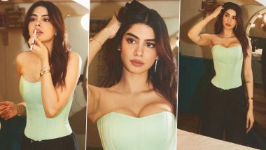 Khushi Kapoor Exudes Glamour in Iceblue Saree Paired With Sexy Bralette  Blouse (View Pics)