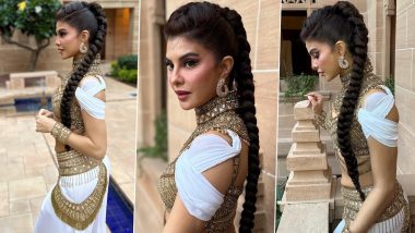 Jacqueliene Fernandez Dazzles in White and Golden Bejeweled Outfit Paired With Striking Neckpiece (View Pics)