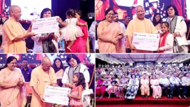 Raksha Bandhan 2023 Celebrations: Uttar Pradesh CM Yogi Adityanath Celebrates Rakhi With Beneficiaries of 'CM Kanya Sumangala Yojana' (Watch Video)