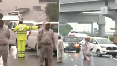 Delhi: UK Prime Minister Rishi Sunak Reaches Akshardham Temple With Wife Akshata Murty to Offer Prayers (Watch Video)