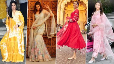 Ganesh Chaturthi 2023 Outfit Ideas: Kriti Sanon, Katrina Kaif's Traditional Suits To Amp Up Your Festive Wardrobe!