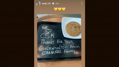 'We Love CSK' Starbucks Thanks Ruturaj Gaikwad for His Contribution to Chennai Super Kings, Indian Cricketer Shares Story On Instagram (See Post)