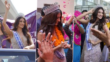 Miss Diva Universe 2023 Shweta Sharda Receives a Grand Welcome With Dhols and 'Paao Giddha' As She Returns to Chandigarh! (View Pics)