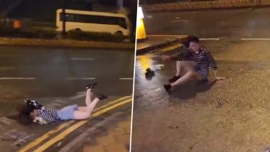 Typhoon Saola in Hong Kong Video: Woman Violently Thrown To Ground Due To Strong Winds, Terrifying Clip Surfaces
