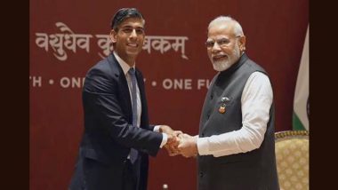 G20 Summit 2023: PM Narendra Modi Holds Bilateral Meeting With UK Counterpart Rishi Sunak in Delhi (Watch Video)