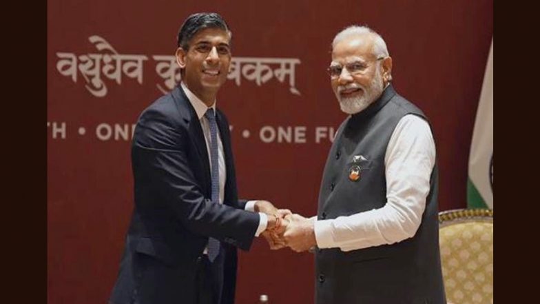 G20 Summit 2023: PM Narendra Modi Holds Bilateral Meeting With UK Counterpart Rishi Sunak in Delhi (Watch Video)