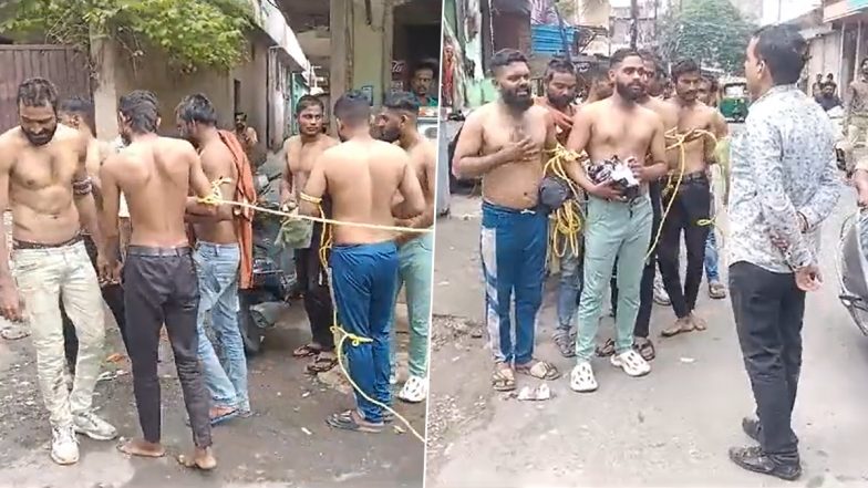 Madhya Pradesh: Eight Men Paraded Half-Naked, Made to Apologise to Locals For Stone Pelting in Indore; Video Goes Viral