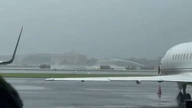 Mumbai Aircraft Crash Video: Three Passengers Injured As Private Business Jet With Eight Onboard Skids, Crash Lands at Chhatrapati Shivaji Maharaj International Airport