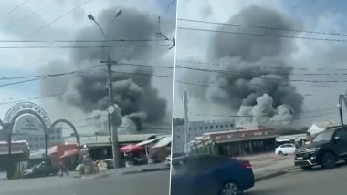 Russia Factory Fire Videos: Thick Grey Smoke Covers Skies in Samara City, Shocking Visuals Emerge