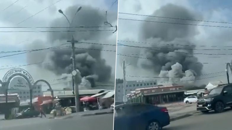 Russia Factory Fire Videos: Thick Grey Smoke Covers Skies in Samara City, Shocking Visuals Emerge