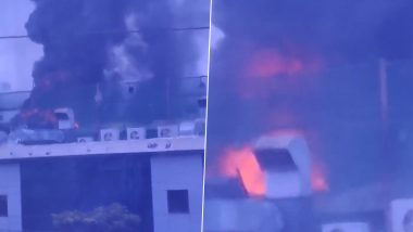 Mumbai Mall Fire Videos: Massive Blaze Erupts at Heera Panna Mall in Jogeshwari, Tall Flames and Smoke Seen Emanating