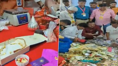 Ganesh Chaturthi 2023: Counting of Devotees' Offerings Commences at Mumbai's Lalbaugcha Raja Mandal (Watch Video)