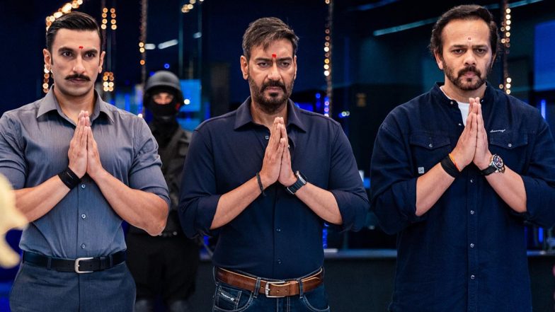 Singham Again: Ranveer Singh, Ajay Devgn, Rohit Shetty Perform Pooja Behind the Scenes of Their Film as They Franchise Ahead