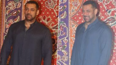 Salman Khan Looks Handsome in Traditional Attire at Ganesh Chaturthi Celebrations (Watch Video)