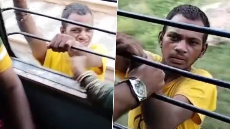 Bihar Shocker: Passengers Capture Thief Hanging From Window of Moving Train, Hand Him Over to RPF (Watch Video)