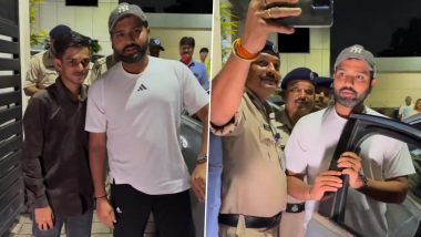 Rohit Sharma Clicks Selfie with Fans and Police Officers on Arriving in Mumbai Following Asia Cup 2023 Triumph, Video Goes Viral