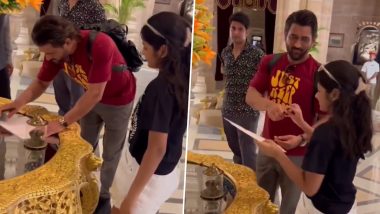 MS Dhoni Signs Autograph for Cute Little Fan in Jodhpur, Video of CSK Captain's Sweet Gesture Goes Viral