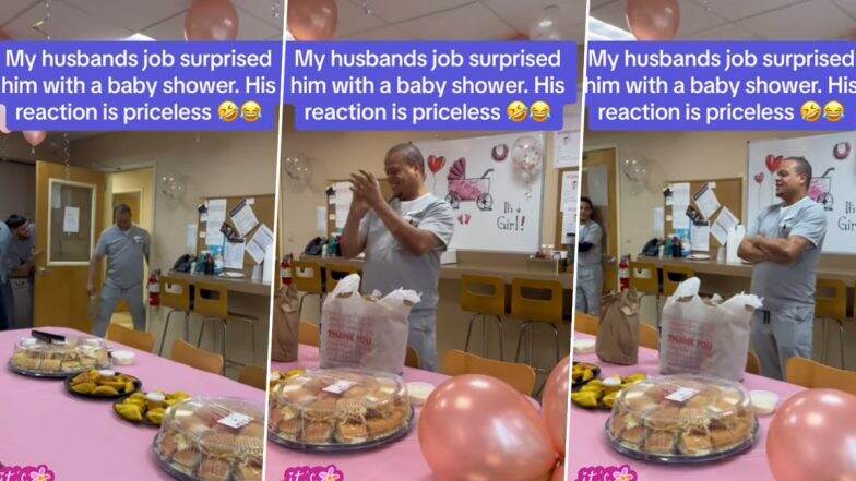 Co-Workers Surprise Man By Throwing Him a Baby Shower, His Priceless Reaction Goes Viral (Watch)