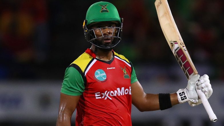 Shai Hope Scores 32 Runs in Rahkeem Cornwall’s Over to Reach Century in Guyana Amazon Warriors vs Barbados Royals CPL 2023 Match (Watch Video)