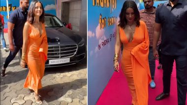 Shehnaaz Gill Attends Thank You for Coming Trailer Launch in Gorgeous Backless Orange Dress (Watch Video)