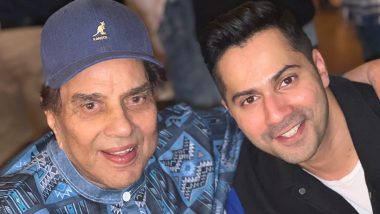 Varun Dhawan Poses With the GOAT Dharmendra Deol in New Snap! (View Pic)