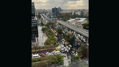 Bengaluru Traffic Photos and Videos: Slow Vehicular Movement on City’s Outer Ring Road Leaves People Stuck in Traffic Jam for Hours