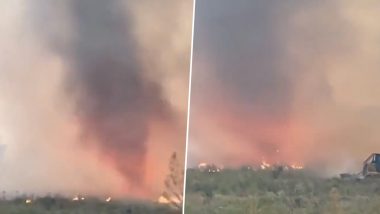 Firenado Caught on Camera in US: Wildfire Wind Creates Rare ‘Firenado’ in Northwest Louisiana (Watch Video)