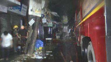 Kolkata Fire: Blaze Erupts at Battery Godown in Chandni Chowk Market (Watch Video)