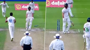 Jaydev Unadkat Castles Colin Ackermann With a Brilliant In-Swinger During Sussex vs Leicestershire County Championship 2023 Match (Watch Video)