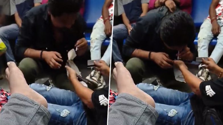 Mumbai Shocker: Group of 6 Men and a Woman Consumes Drugs Openly on Local Train at Nalasopara Station (Watch Video)