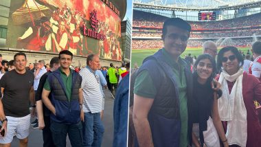 Sourav Ganguly Attends Arsenal vs Manchester United Premier League 2023–24 Match With Family, Shares Pics From Emirates Stadium (See Post)