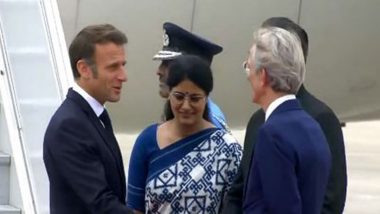 G20 Summit 2023: French President Emmanuel Macron Arrives in India To Attend G20 Leaders Summit (Watch Video)