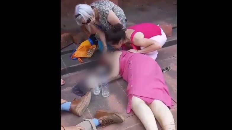 Uttar Pradesh Shocker: French Tourist Falls Off Wooden Railing At Fatehpur Sikri Fort in Agra, Dies; Disturbing Video Surfaces