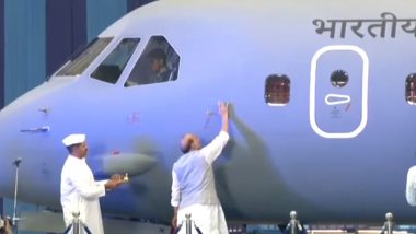 IAF Inducts C-295 Planes, Drone Shakti 2023 Event Inaugurated by Defence Minister Rajnath Singh (Watch Videos)