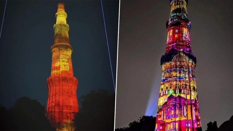 'Defeated Burj Khalifa': Laser Show Illuminates Qutub Minar in Delhi Ahead of G20 Summit 2023, Viral Video Draws Netizens' Love and Praise