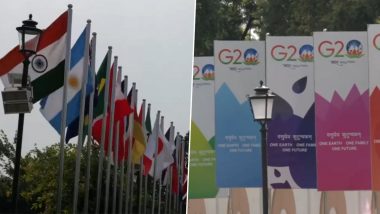 Tiranga, Other Countries' Flags Fly High in Delhi as India's National Capital Decked Up to Host G20 Summit 2023 (Watch Video)