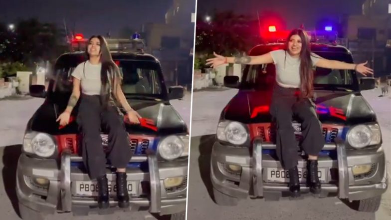 Instagram Influencer Makes Reel Sitting on Punjab Police Vehicle, Cop Suspended After Video Goes Viral