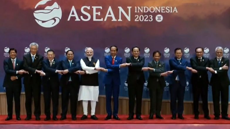 ASEAN-India Summit 2023: PM Narendra Modi Poses With Other Leaders of ASEAN in Indonesia’s Jakarta (Watch Video)