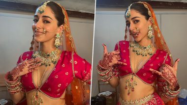 Ananya Panday Looks Gorgeous in Embellished Pink and Orange Lehenga Choli, Actress Shares Bridal Look From Dream Girl 2