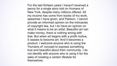 Humans of New York Releases Statement Amid Legal Battle Between Humans of Bombay and People of India, Says Art Becomes Product When Begins With 'Profit Motive'