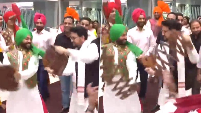 Anurag Thakur Gets Rousing Welcome at Lovely Professional University in Punjab, Plays Bhangra Scissor (Watch Video)